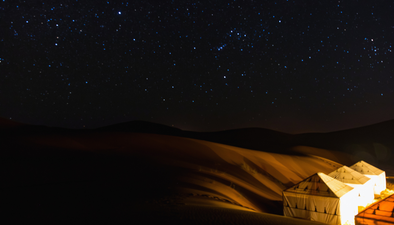 Desert camp under stars Morocco marrakech weather night