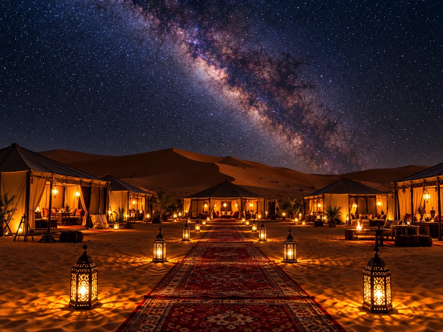Starry night sky in Merzouga Sahara